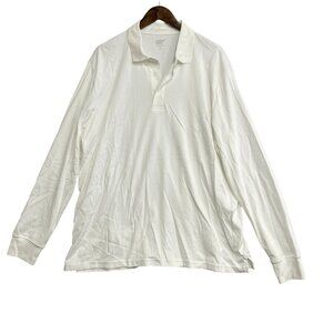 NWOT Lands' End Men's XL Traditional Fit Long-Sleeve White Polo Shirt Cotton